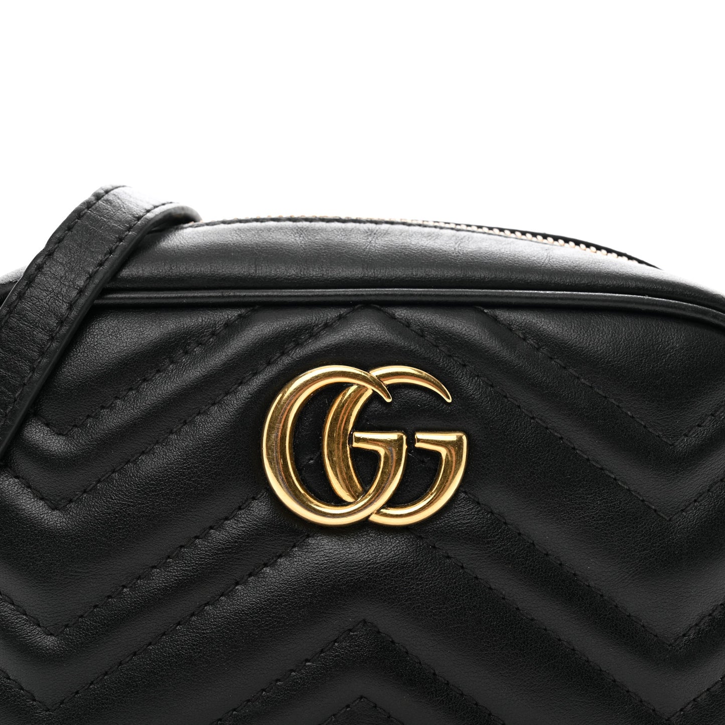 Calfskin Matelasse Mini GG Marmont Chain Shoulder Bag Black