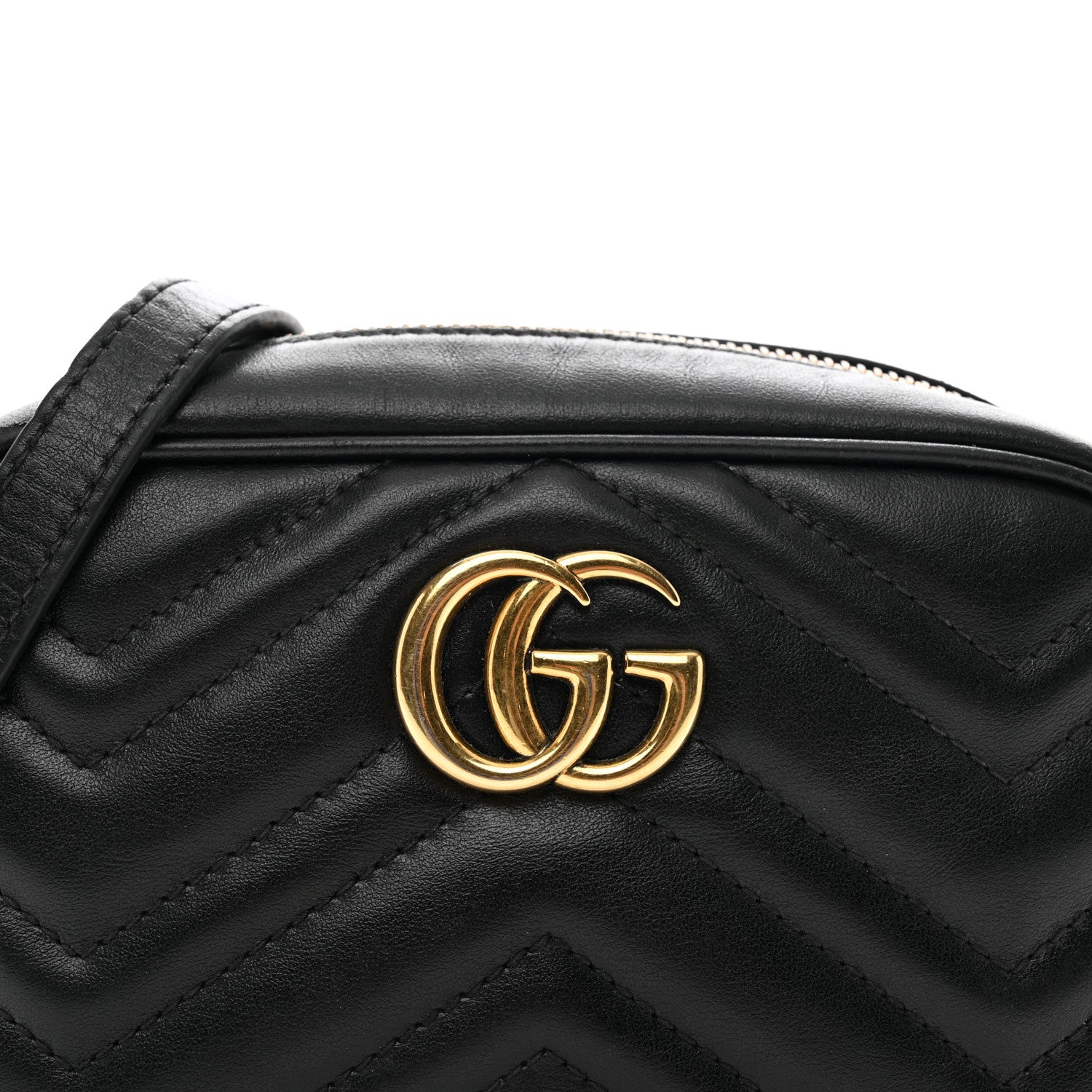 Gucci Calfskin Matelasse Mini GG Marmont Chain Shoulder Bag Black 5 of 11