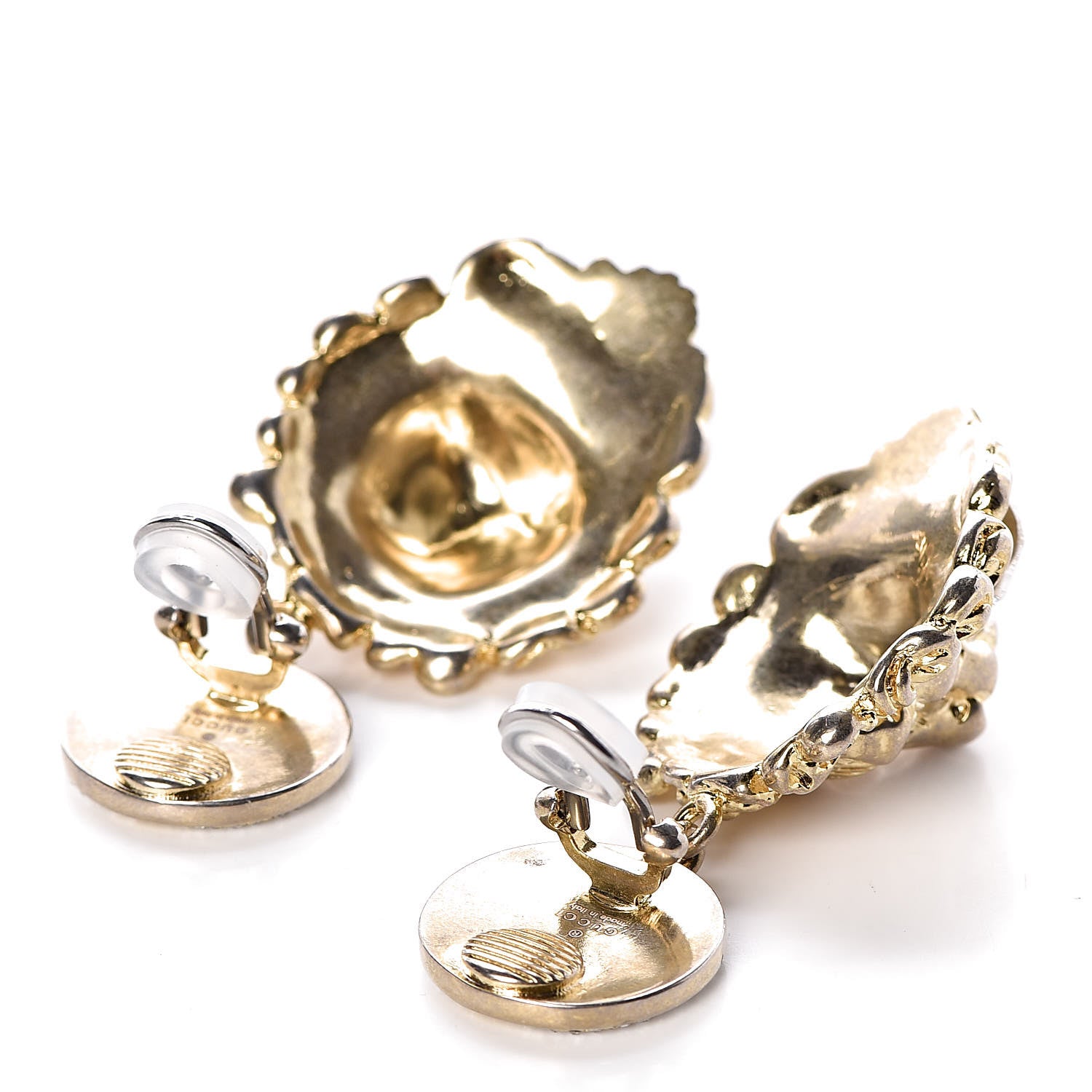 Gucci Interlocking GG Lionhead Clip On Earrings Gold 3 of 4