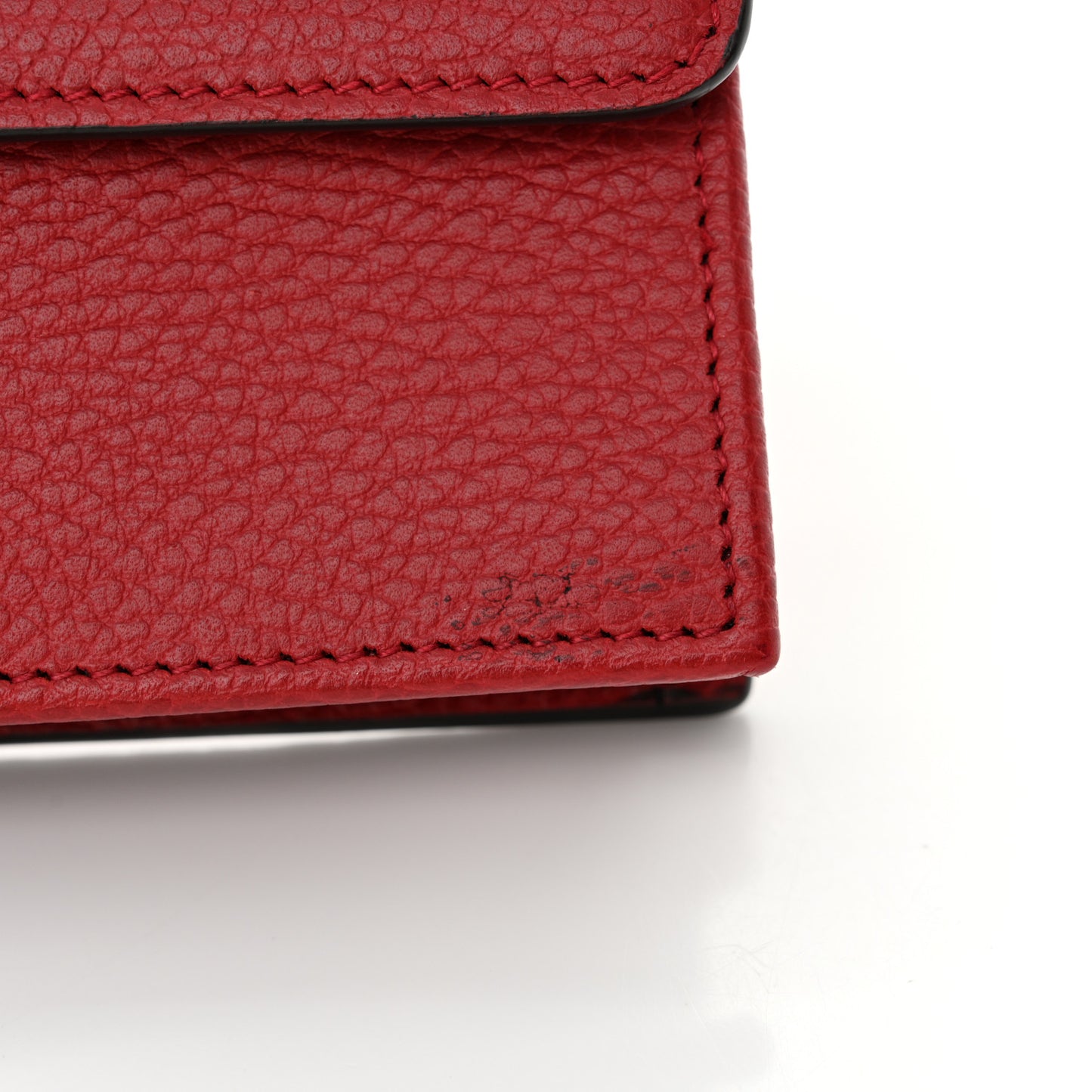 Dollar Calfskin Interlocking G Chain Wallet Red