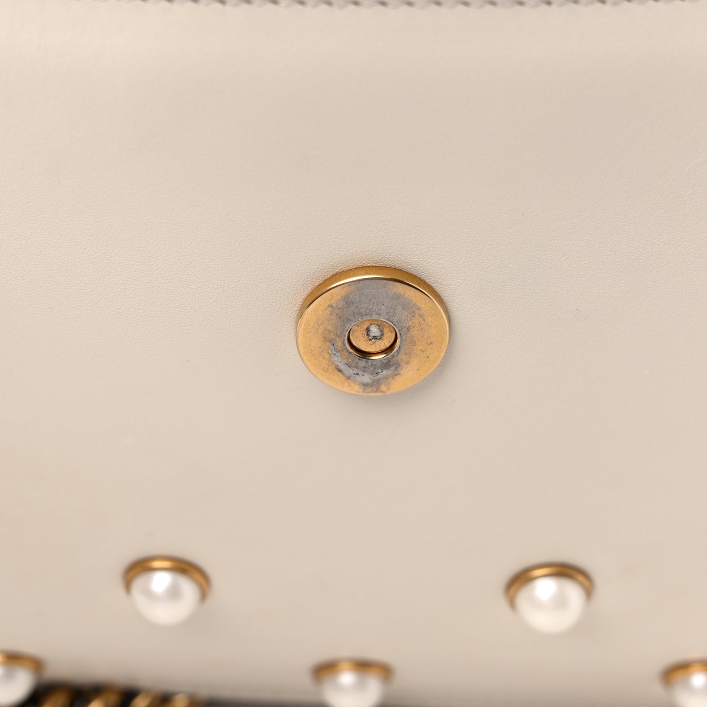 Nappa Pearl Studded Mini Queen Margaret Broadway Shoulder Bag Mystic White