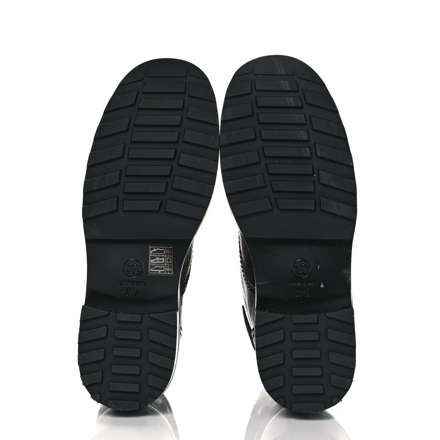 Shiny Calfskin Velvet Pearl Combat Short Boots 39.5 Black