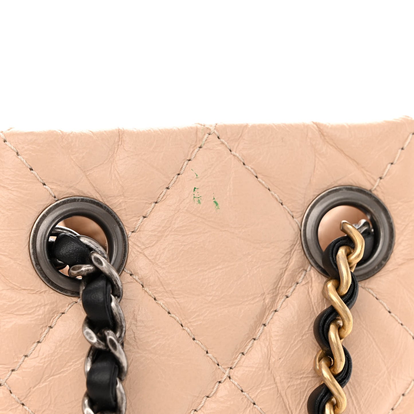 Aged Calfskin Quilted Small Gabrielle Backpack Beige Black