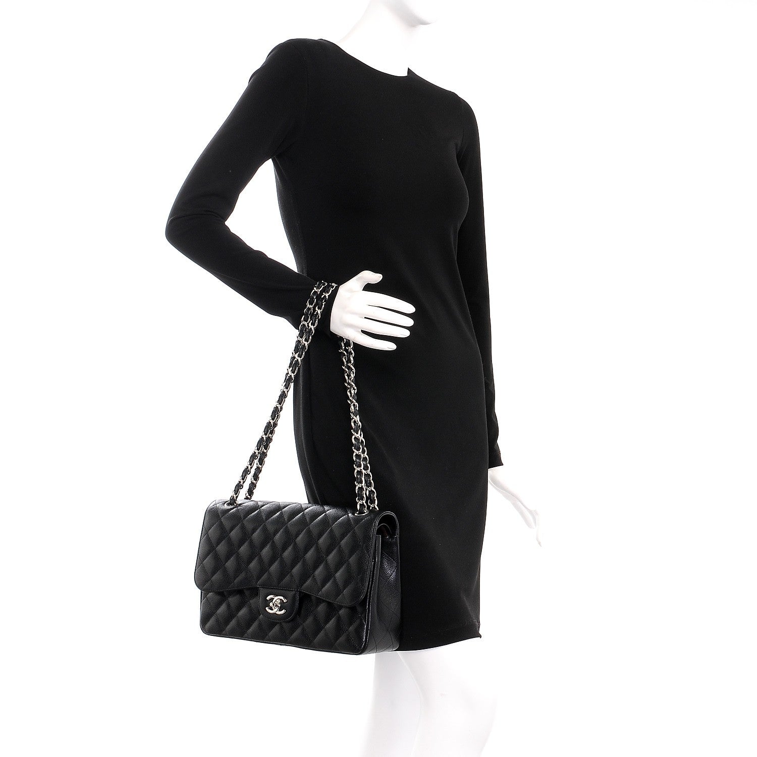 Chanel Caviar Quilted Jumbo Double Flap Black 3 of 9