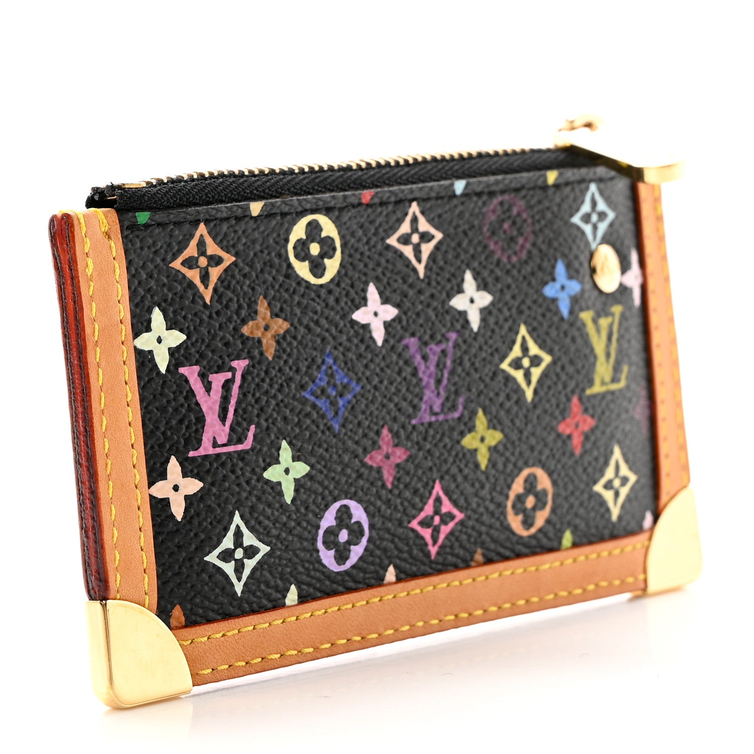 Louis Vuitton Monogram Multicolor Key Pouch Black 3 of 7