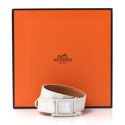 Hermes Stainless Steel Epsom 21mm Heure H Hour Double Tour Quartz Watch Blanc 5 of 5