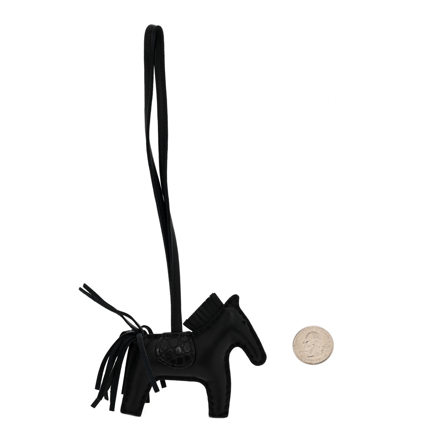Milo Lambskin Matte Alligator Touch Grigri Rodeo Horse Bag Charm PM So Black