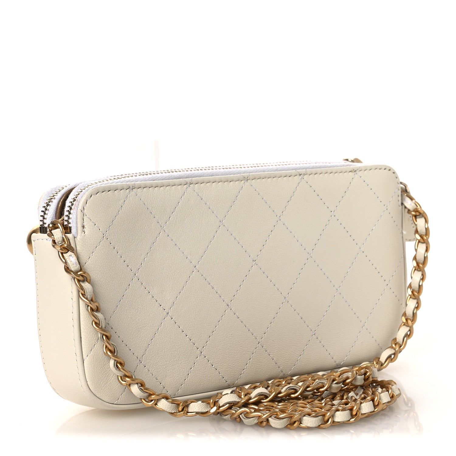 Chanel Goatskin Stitched Small Chic Pearls Clutch With Chain  White 3 of 13