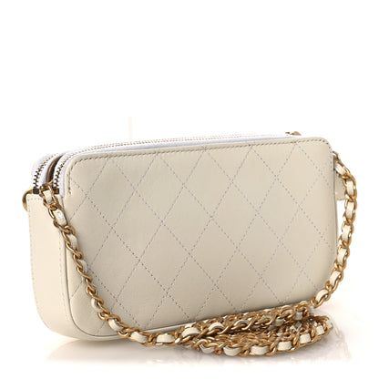 Chanel Goatskin Stitched Small Chic Pearls Clutch With Chain  White 3 of 13