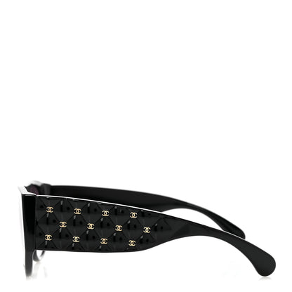 Chanel Acetate Quilted CC Pilot Sunglasses 71465 Black 3 of 8