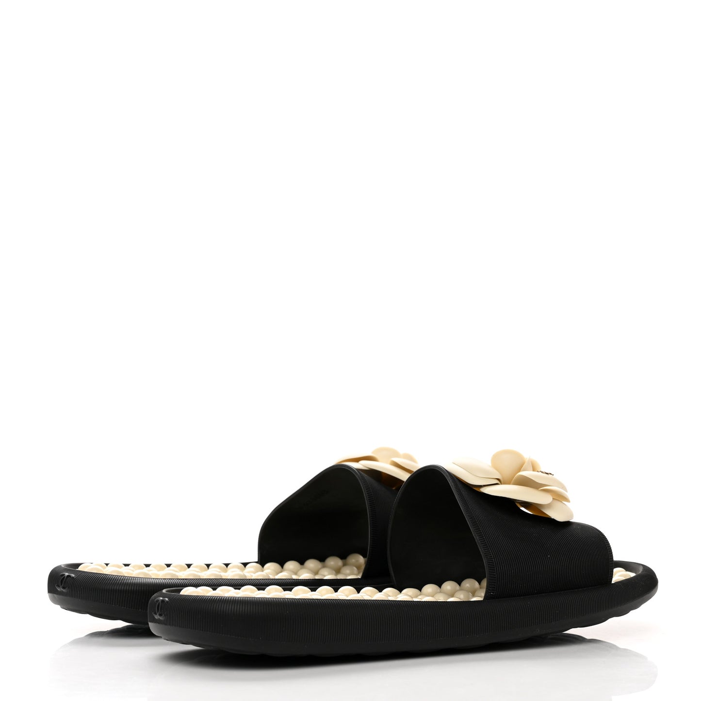 Thermoplastic PVC Camellia Mule Sandals 42 Black Ivory