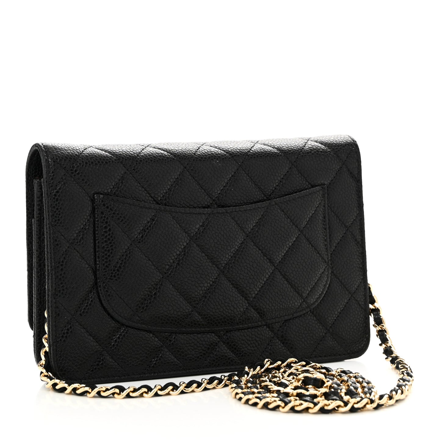 Caviar Quilted Wallet on Chain WOC Black
