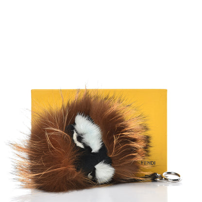 Fendi Fox Mink Rabbit Fur Vitello Flamingo Kooky Monster Bag Bug Charm Zucca Multicolor Black 4 of 4