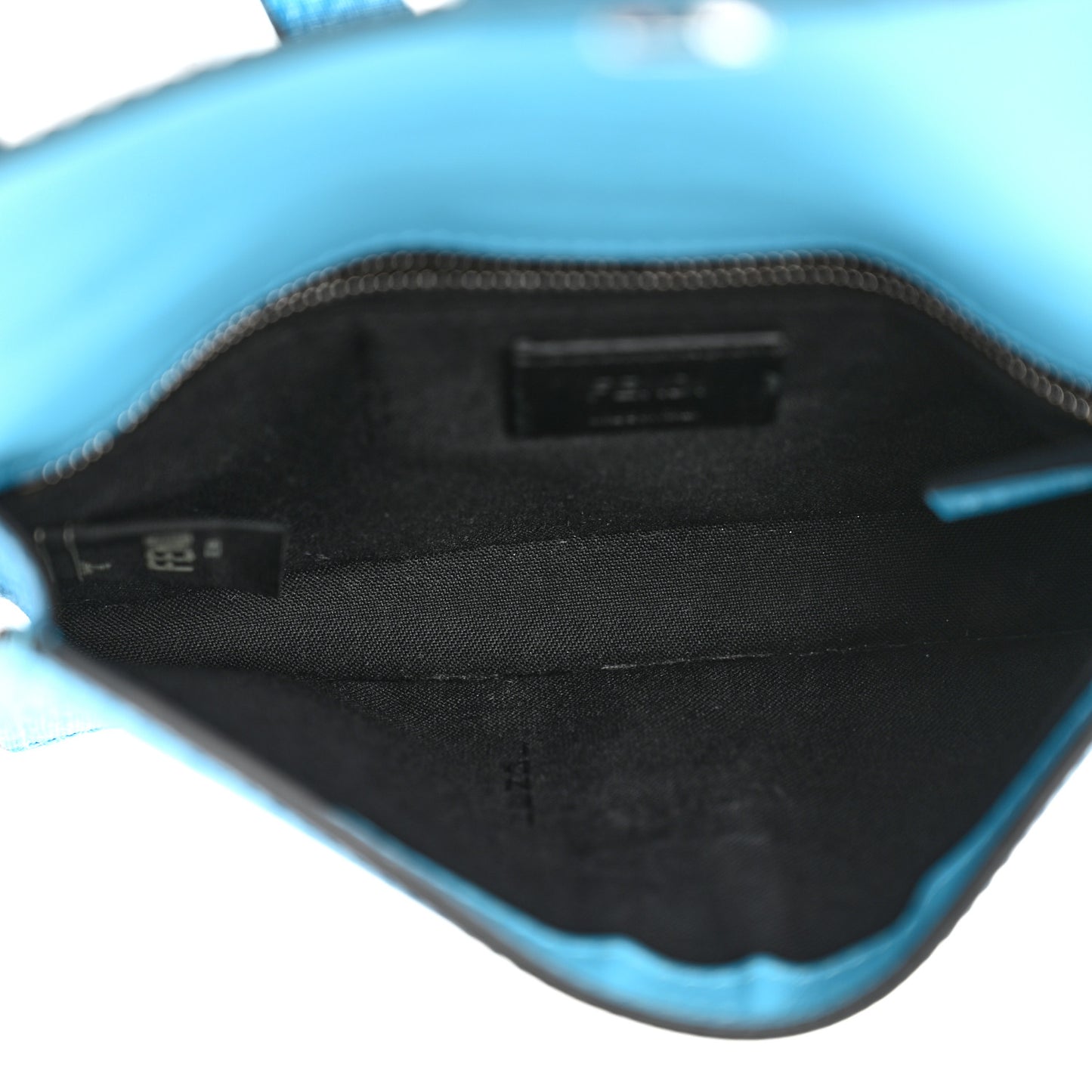 X SARAH COLEMAN Glazed Fabric Enamel Small FF Vertigo Baguette Belt Pouch Cyber Blue