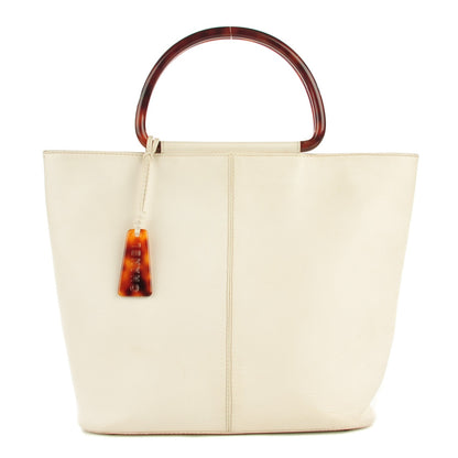 Chanel Grained Calfskin Tortoise Handle Tote White 1 of 16