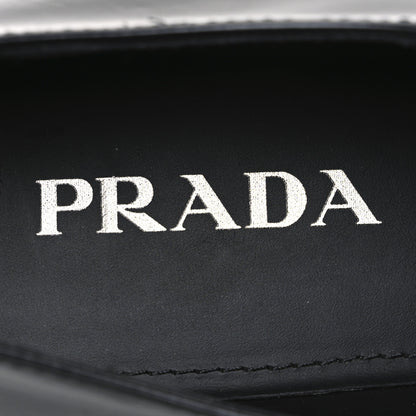 Prada Spazzolato Metal Triangle Logo 50mm Loafers 40 Black 9 of 10