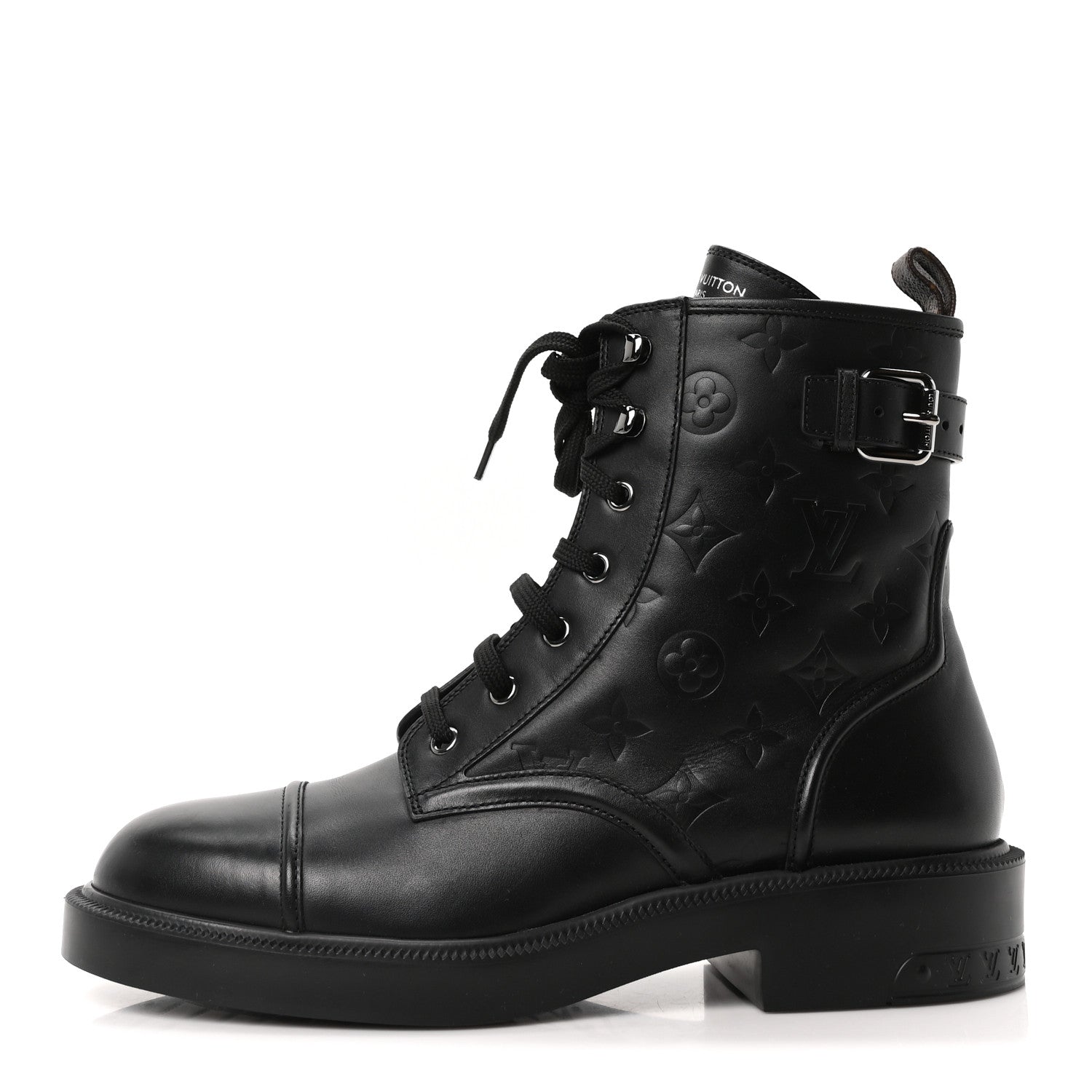 Louis Vuitton Calfskin Monogram Debossed Citizen Flat Ranger Boots 42 Black 1 of 10