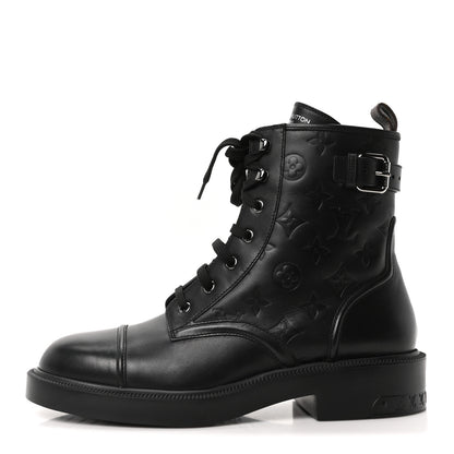 Louis Vuitton Calfskin Monogram Debossed Citizen Flat Ranger Boots 42 Black 1 of 10