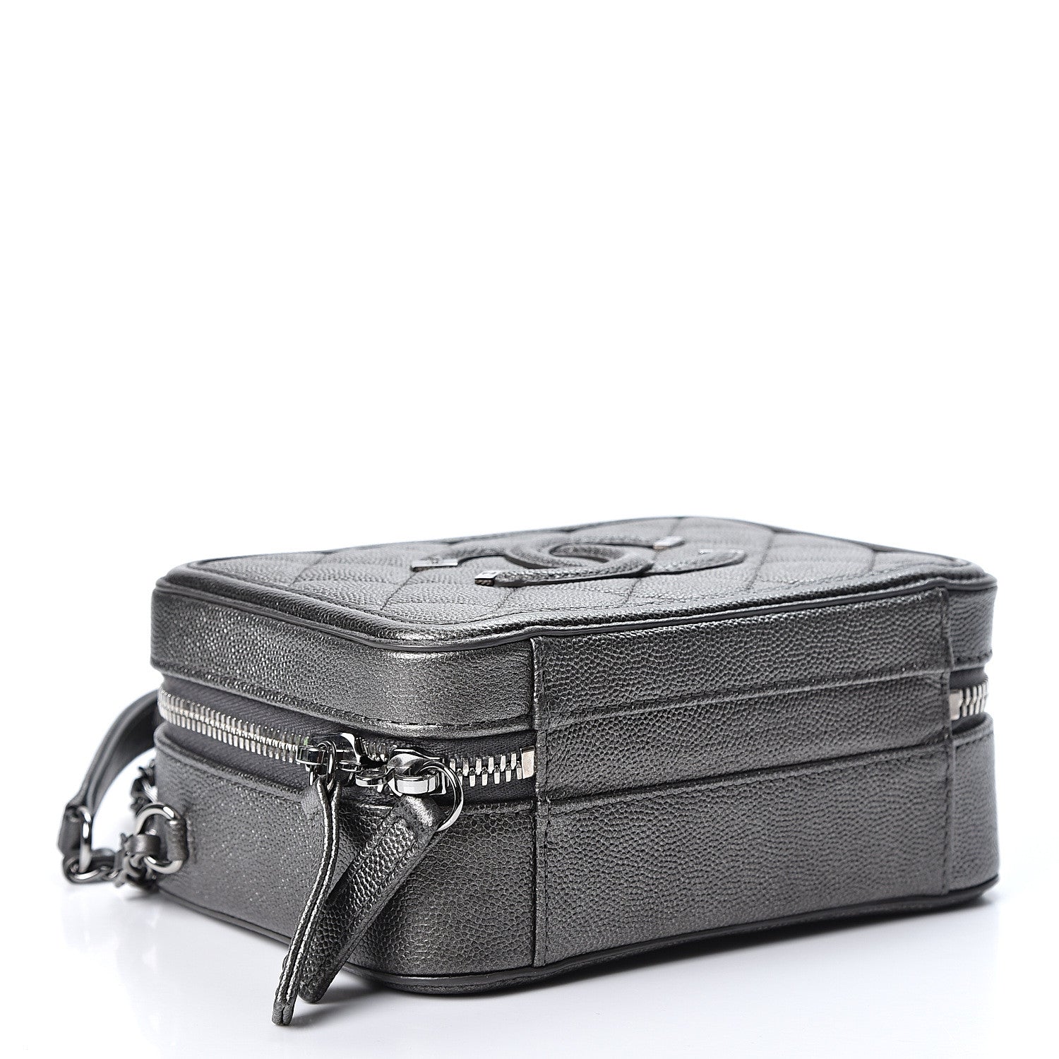 Chanel Caviar Quilted Small CC Filigree Vanity Case Dark Silver 3 of 9