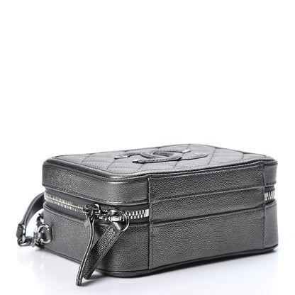 Chanel Caviar Quilted Small CC Filigree Vanity Case Dark Silver 3 of 9