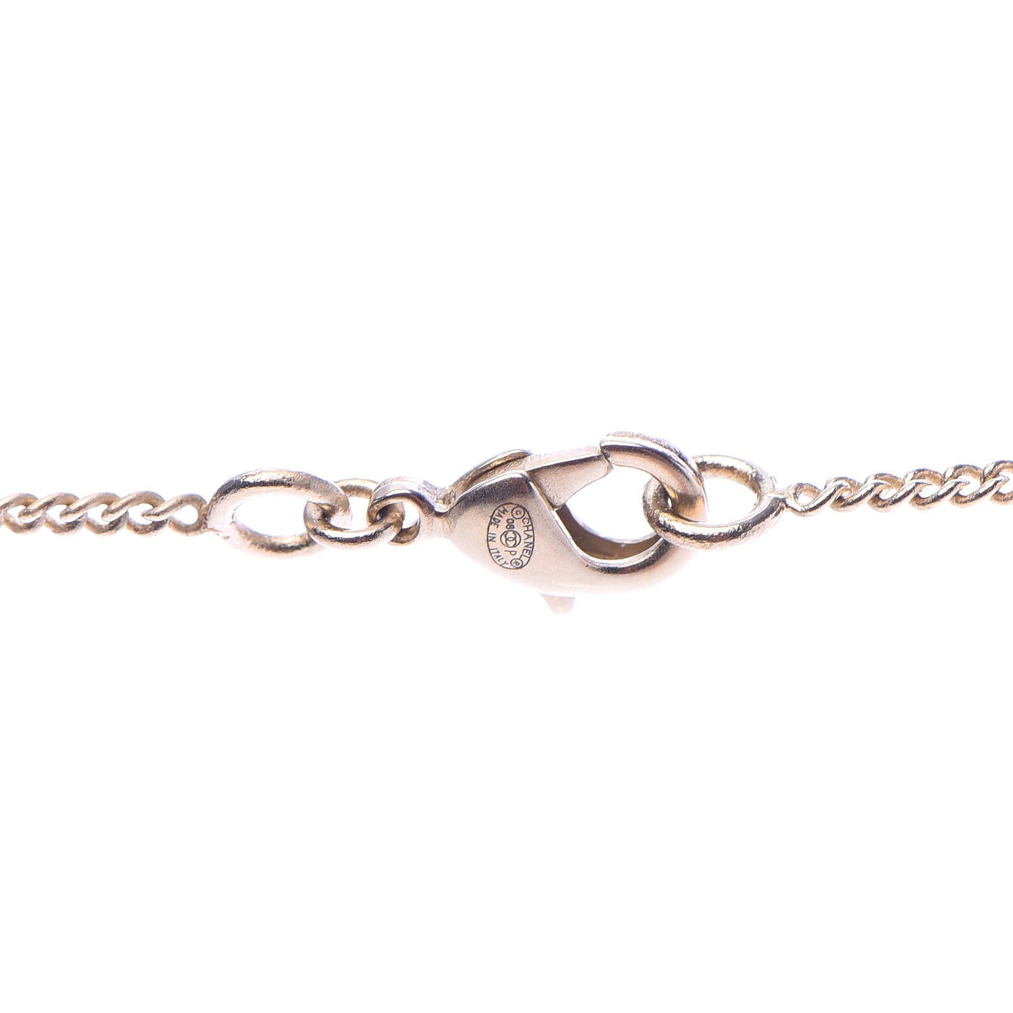 Metal Textured CC Pendant Necklace Blue