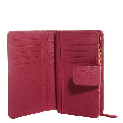Prada Saffiano Metal Compact Wallet Ibisco 5 of 9