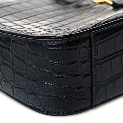 Saint Laurent Calfskin Crocodile Embossed Le 5 A 7 Hobo Black 8 of 9