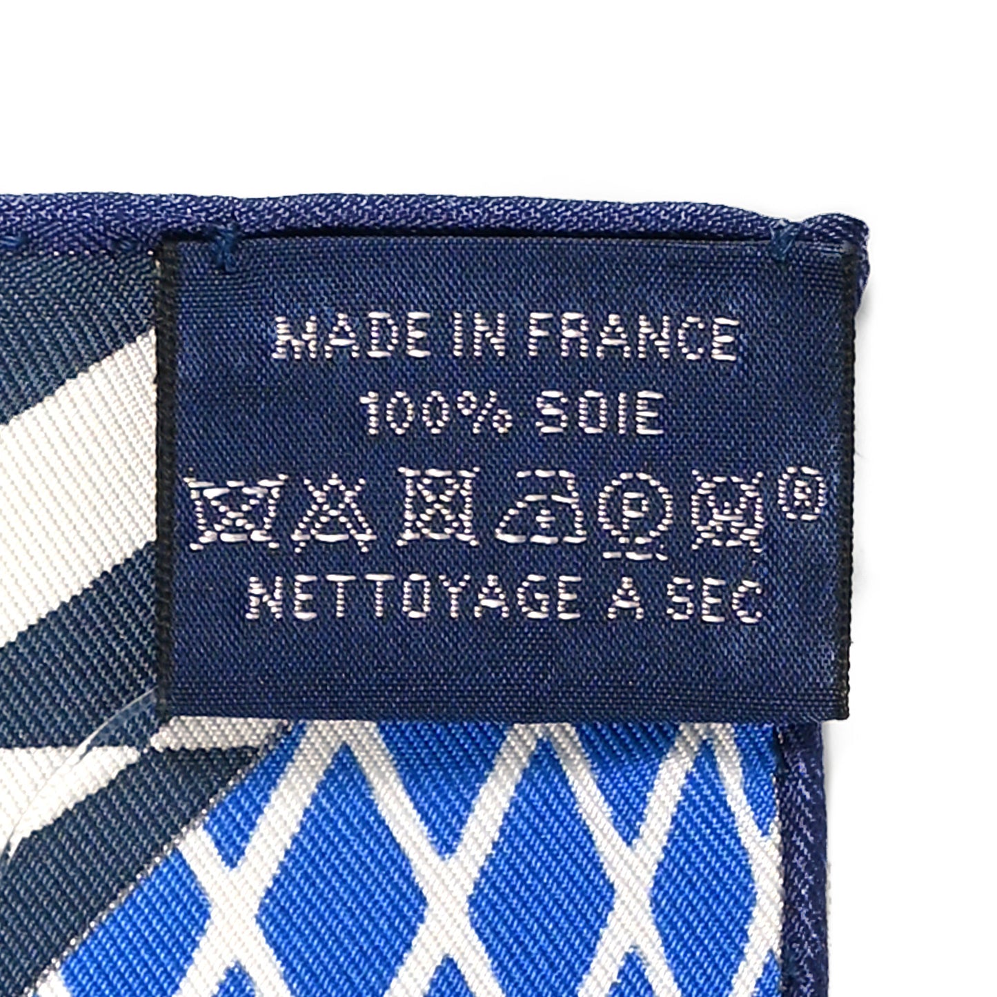 Silk Twill Grand Theatre Nouveau Scarf 90 Bleu Royal Mordore White