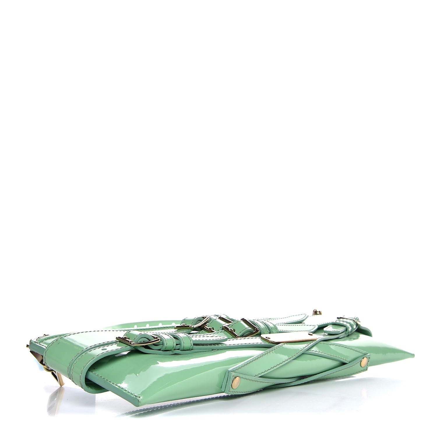 Burberry Patent Bridle Calfskin Parmoor Clutch Bag Green 4 of 8
