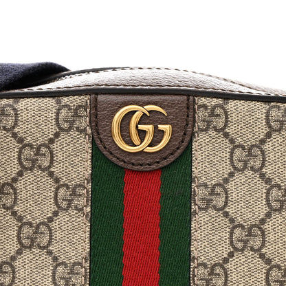 Gucci GG Supreme Monogram Textured Dollar Calfskin Web Ophidia Wristlet Shoulder Bag Beige Ebony New Acero 8 of 10