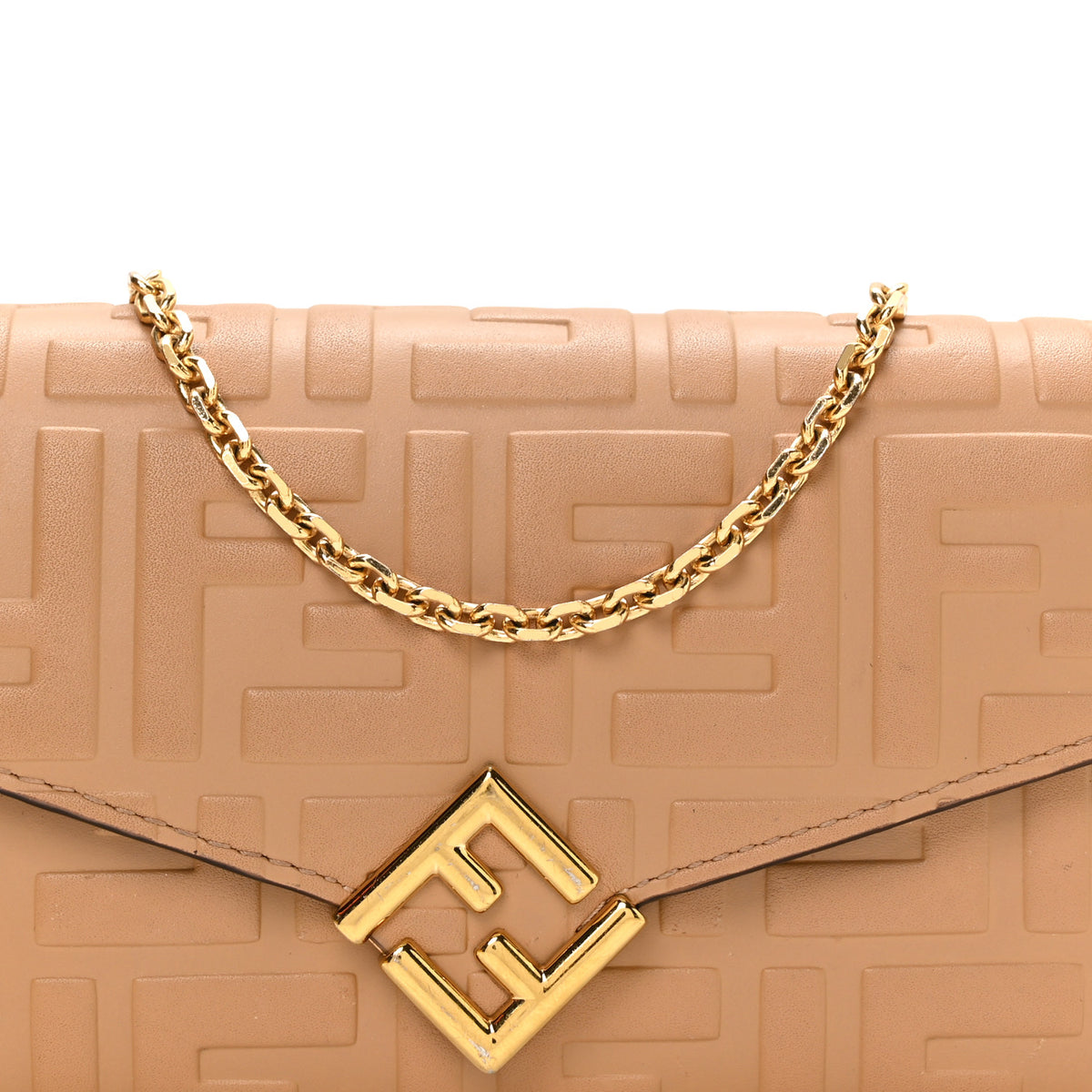 Fendi Nappa Matisse FF Embossed Continental Wallet On Chain Miele Scuro 7 of 10