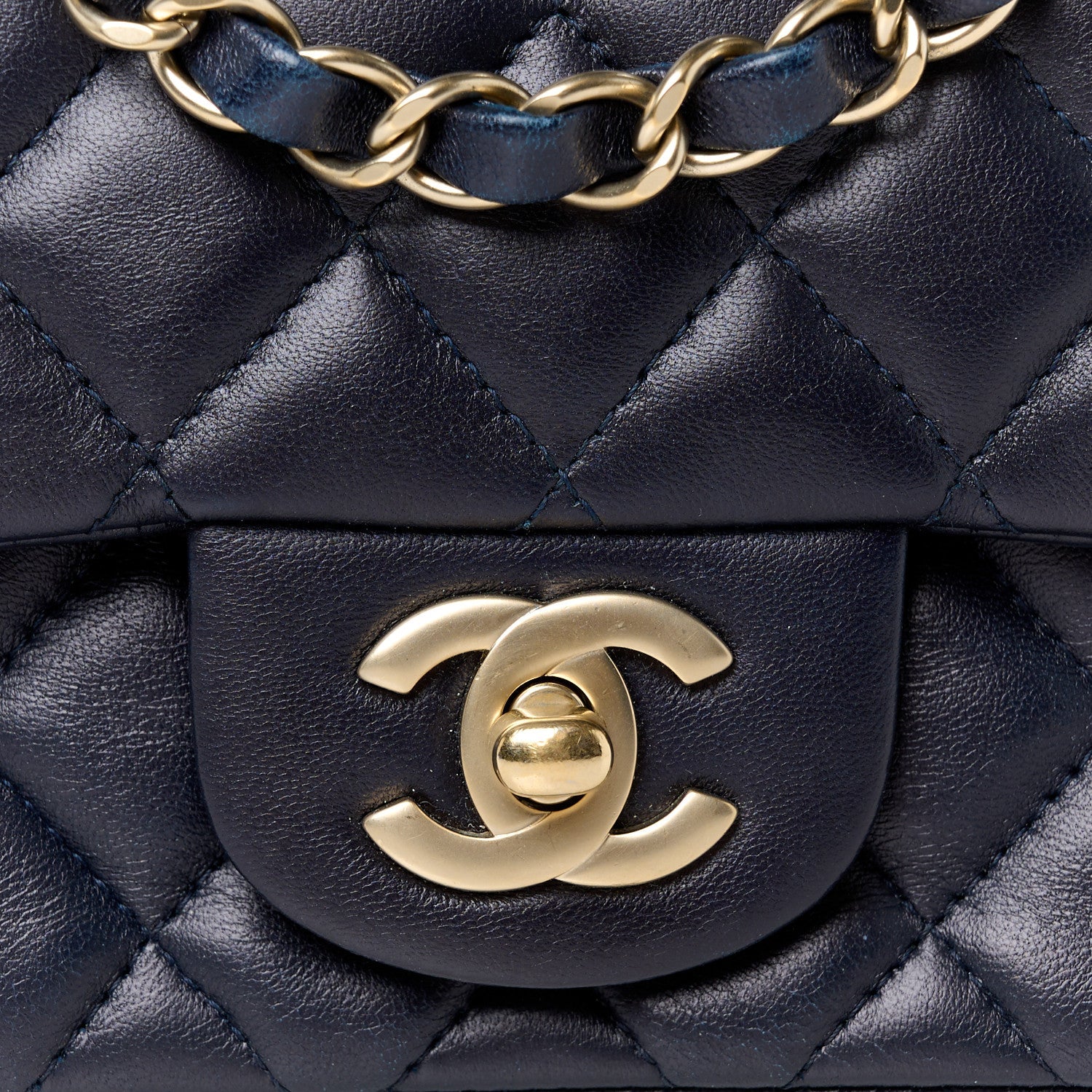 Chanel Lambskin Quilted Mini Square Flap Navy 9 of 11