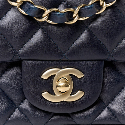 Chanel Lambskin Quilted Mini Square Flap Navy 9 of 11