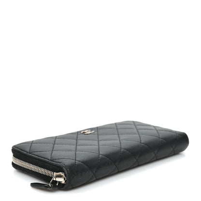 Chanel Lambskin Quilted Large Gusset Zip Around Wallet Black 4 of 8