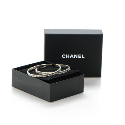 Chanel Crystal CC Hoop Earrings Grey Silver 8 of 8