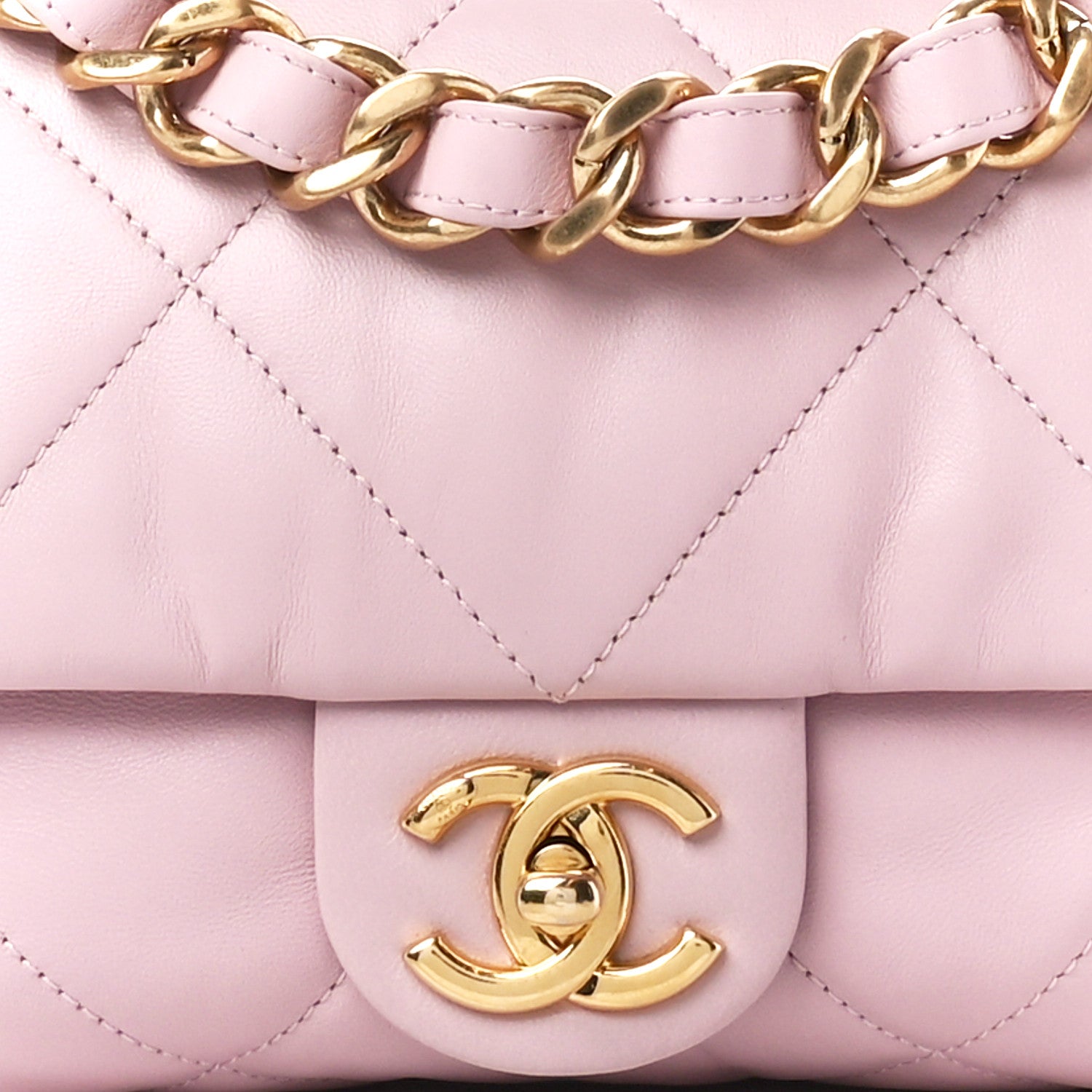 Chanel Lambskin Quilted Small Chain Top Handle Flap Rose Clair 9 of 11