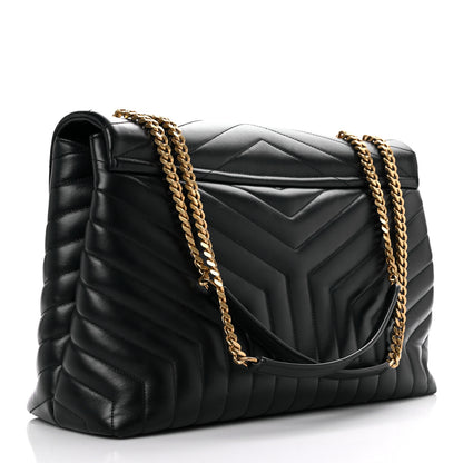 Saint Laurent Calfskin Y Quilted Monogram Large Loulou Chain Satchel Black 3 of 17