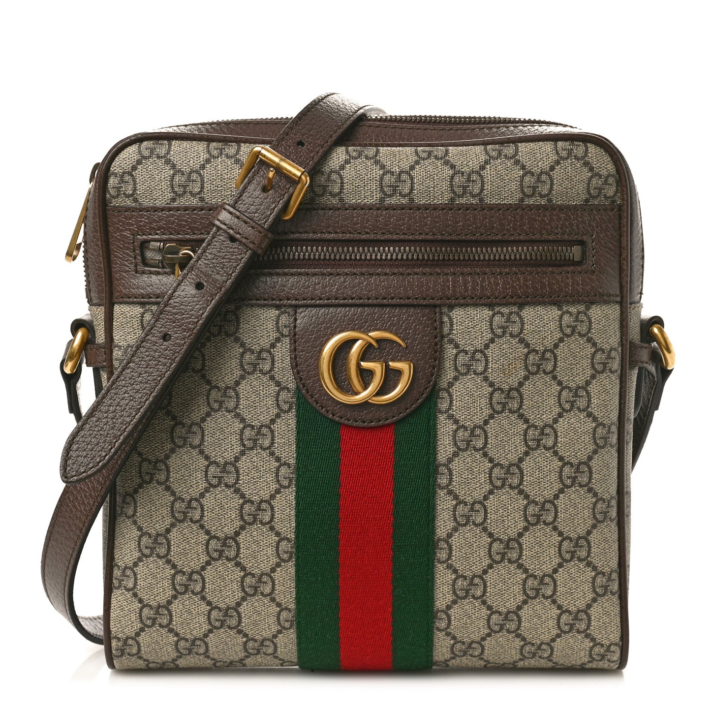 GG Supreme Monogram Web Small Ophidia Messenger Bag Brown