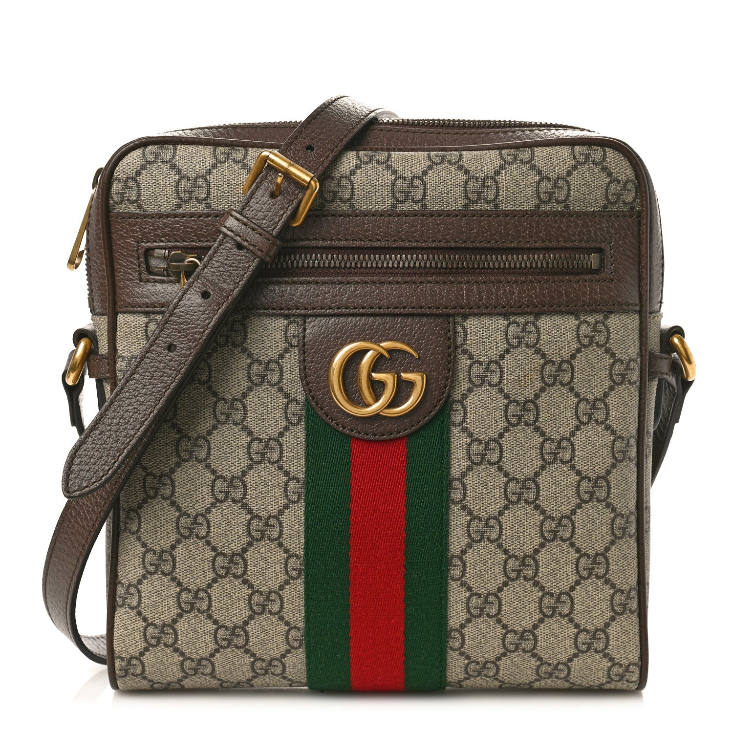 Gucci GG Supreme Monogram Web Small Ophidia Messenger Bag Brown 1 of 12