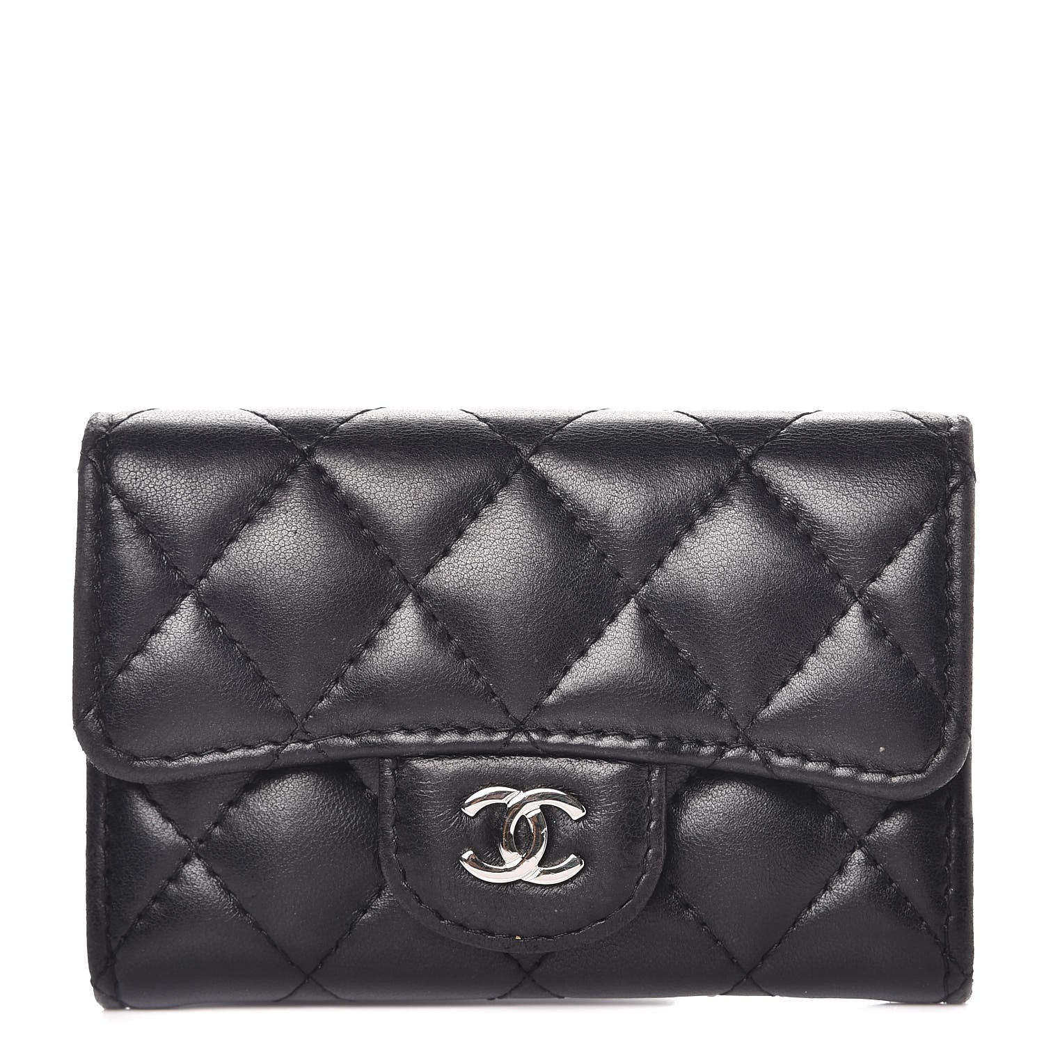 Chanel Lambskin Quilted Flap Card Holder Black 1 of 10