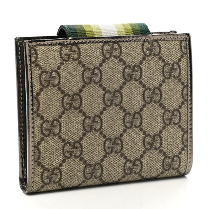 Gucci Monogram Web Ladies Web French Wallet Metallic Brown Green 3 of 8
