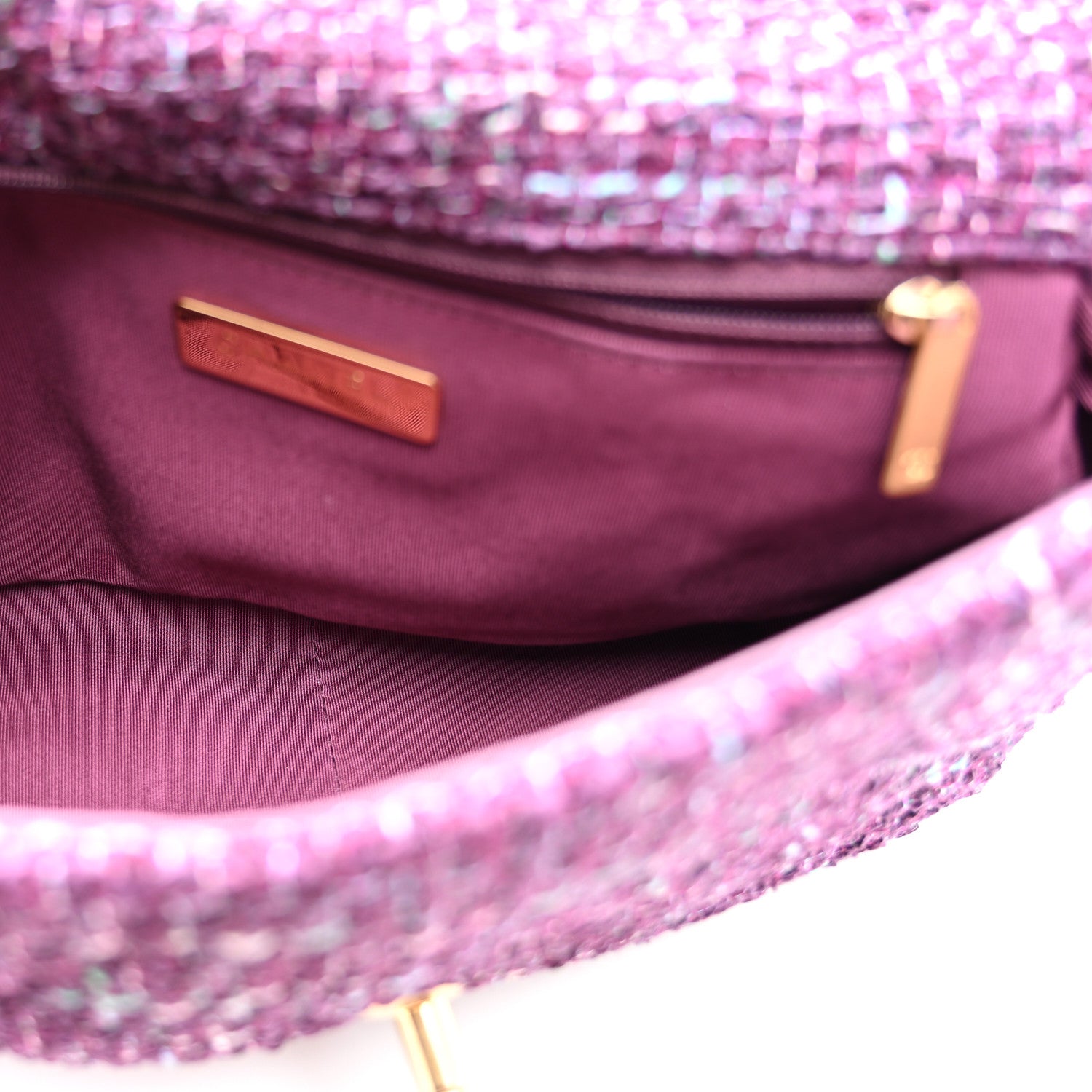 Chanel Tweed Quilted Medium Chanel 19 Flap Purple 4 of 9
