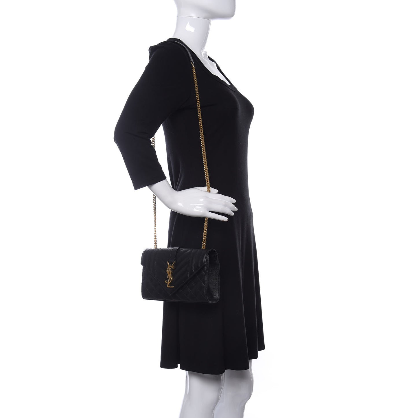 Grain De Poudre Textured Mixed Matelasse Triquilt Small Monogram Satchel Black