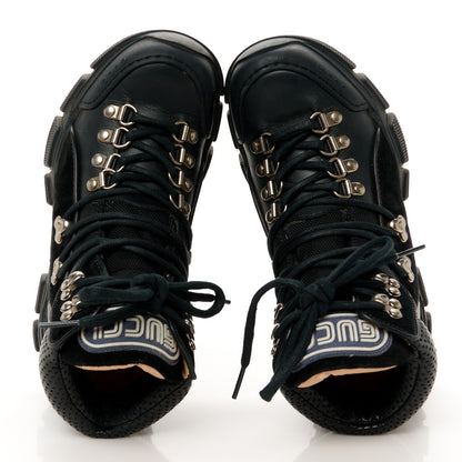 Gucci X SEGA Calfskin Suede Technical Canvas Womens Flashtrek High-Top Sneakers 35 Black 2 of 10