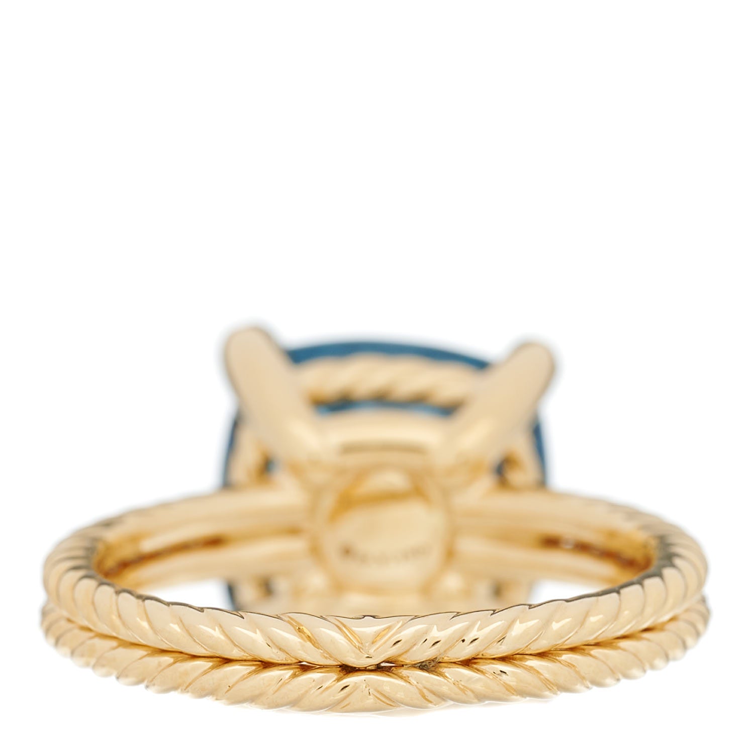 David Yurman 18K Yellow Gold Diamond Hampton Blue Topaz 11mm Chatelaine Ring 54 6.75 3 of 4