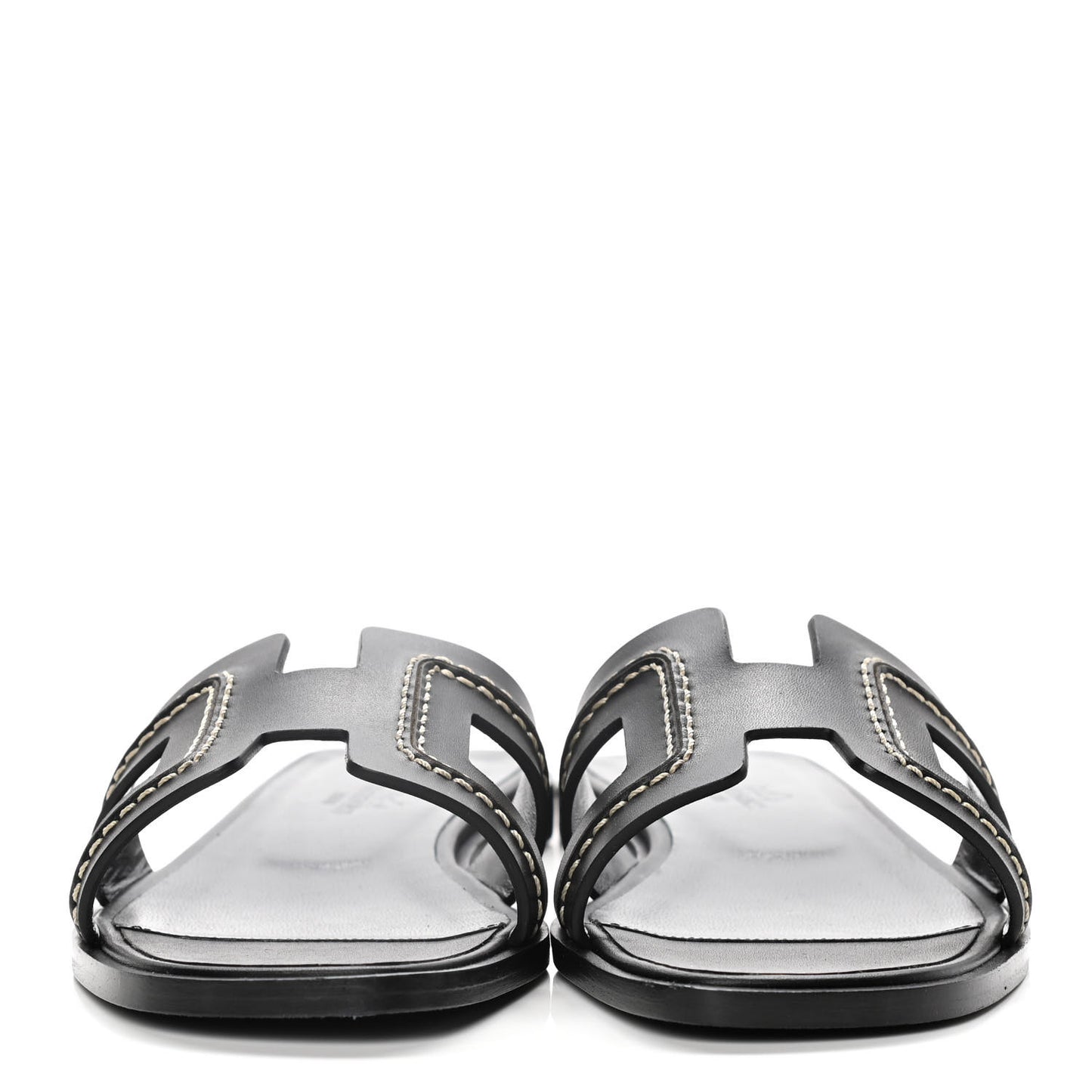 Calfskin Pique Oran Sandals 36.5 Black
