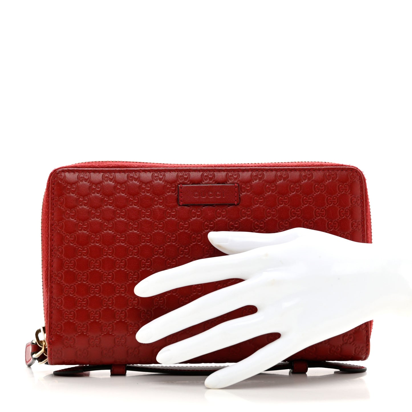 Microguccissima Zip Around Top Handle Travel Wallet Red