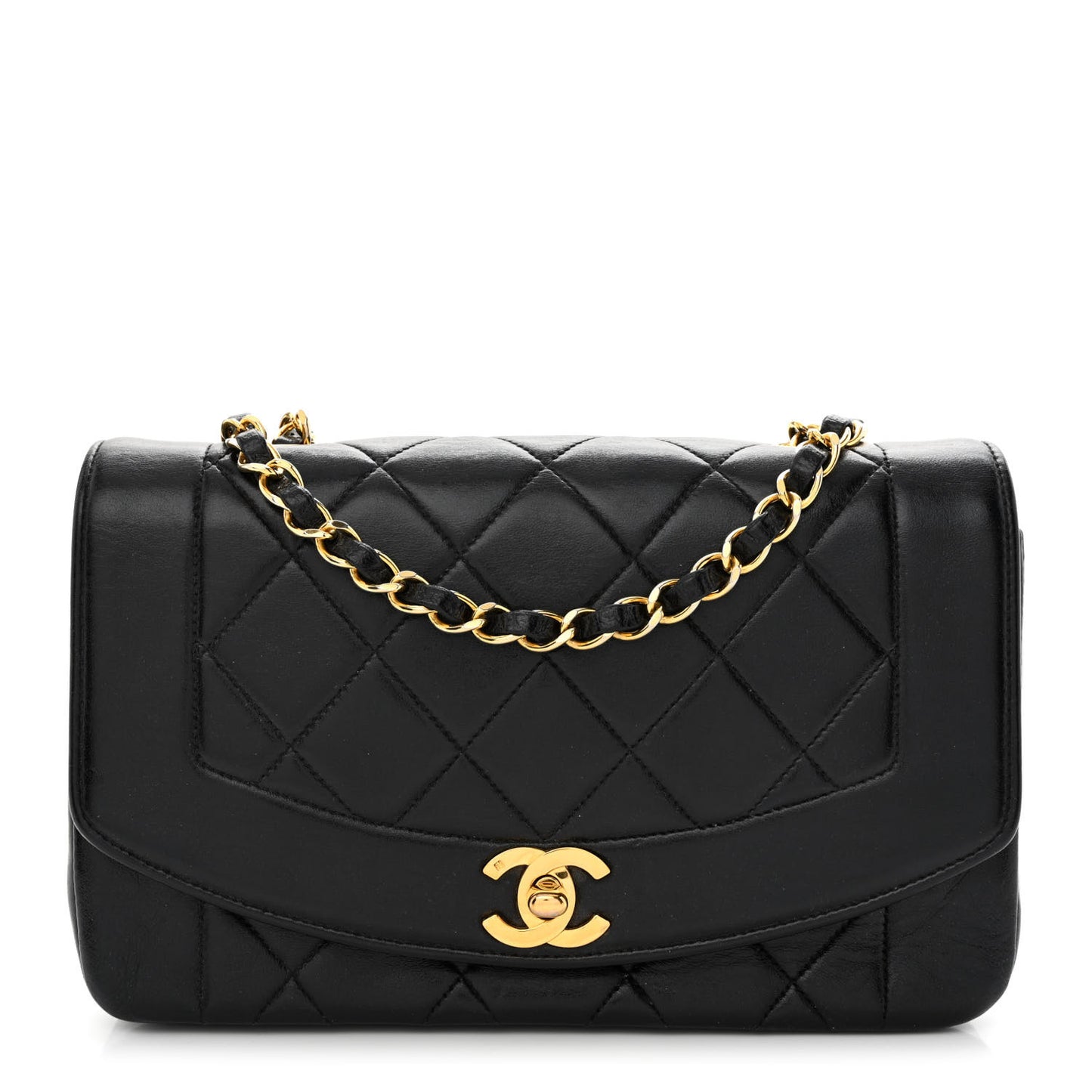 Lambskin Quilted Small Single Flap Black