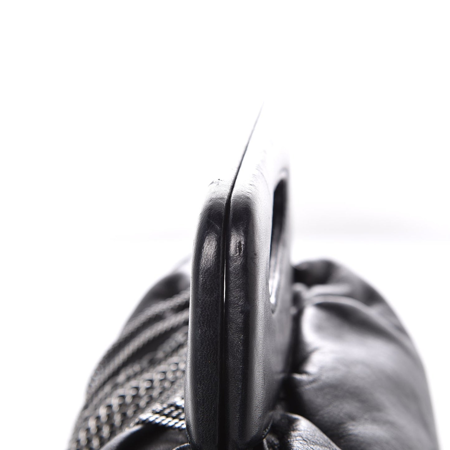 Lambskin Chain Embellished Frame Tote Black