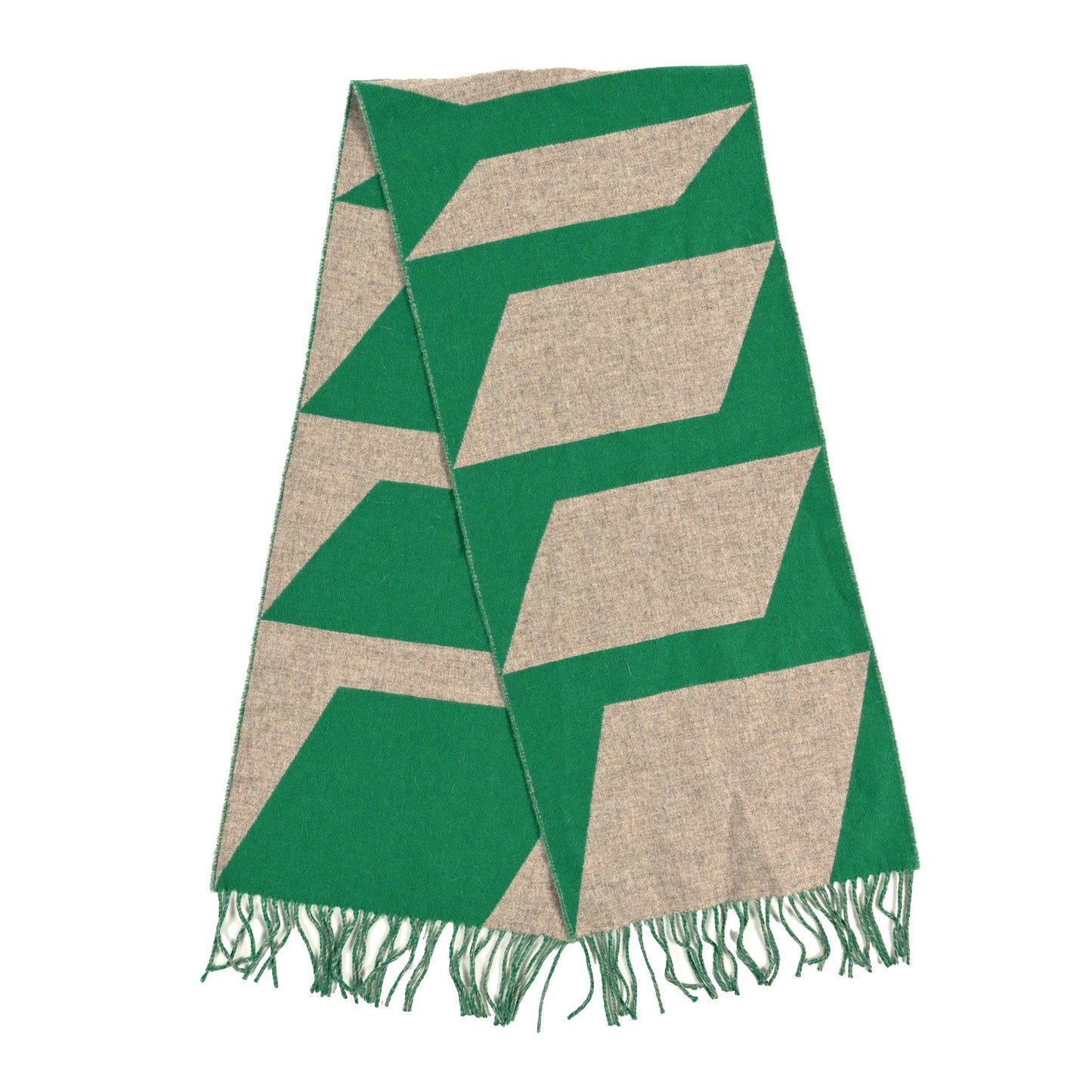 Cashmere Casaque Optique Muffler Vert Beige Naturel